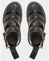 Sandali gladiatore in pelle neri di Dr. Martens