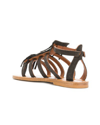 Sandali gladiatore in pelle scamosciata marrone scuro di K. Jacques
