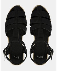Sandali gladiatore in pelle scamosciata neri di Asos