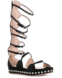 Sandali gladiatore in pelle scamosciata neri di Giambattista Valli