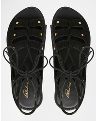 Sandali gladiatore in pelle scamosciata neri