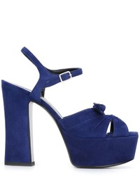 Sandali in pelle blu scuro di Saint Laurent