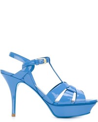 Sandali in pelle blu di Saint Laurent