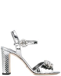 Sandali in pelle decorati argento di Dolce & Gabbana