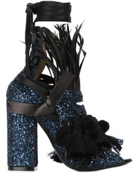 Sandali in pelle decorati blu scuro di No.21