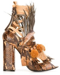 Sandali in pelle decorati marrone chiaro di No.21
