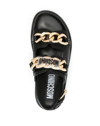 Sandali in pelle decorati neri di Moschino