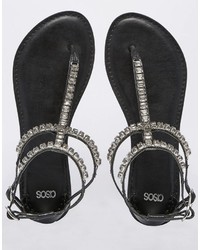Sandali in pelle decorati neri di Asos