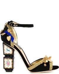 Sandali in pelle decorati neri di Dolce & Gabbana