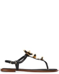 Sandali in pelle decorati neri di Dolce & Gabbana