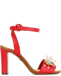 Sandali in pelle decorati rossi di Dolce & Gabbana