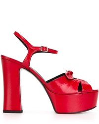 Sandali in pelle rossi di Saint Laurent