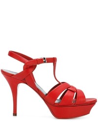 Sandali in pelle rossi di Saint Laurent