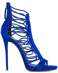 Sandali in pelle scamosciata blu scuro di Giuseppe Zanotti Design