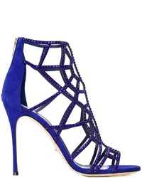 Sandali in pelle scamosciata blu scuro di Sergio Rossi