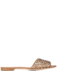 Sandali in pelle scamosciata decorati marrone chiaro di Sergio Rossi