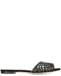 Sandali in pelle scamosciata decorati neri di Sergio Rossi