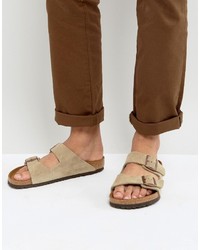 Sandali in pelle scamosciata marrone chiaro di Birkenstock