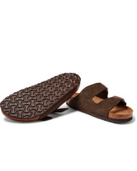 Sandali in pelle scamosciata marrone scuro di Birkenstock