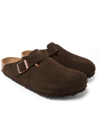 Sandali in pelle scamosciata marrone scuro di Birkenstock