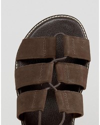 Sandali in pelle scamosciata marrone scuro di Asos