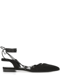 Sandali in pelle scamosciata neri di Saint Laurent
