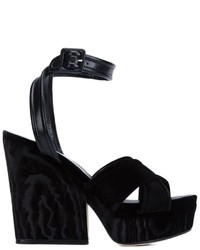 Sandali in pelle scamosciata neri di Sergio Rossi