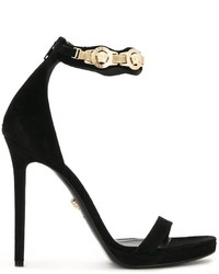 Sandali in pelle scamosciata neri di Versace