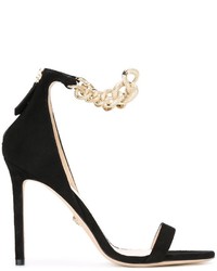 Sandali in pelle scamosciata neri di Versace