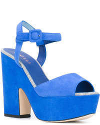 Sandali in pelle scamosciata pesanti blu di Le Silla