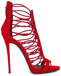 Sandali in pelle scamosciata rossi di Giuseppe Zanotti Design