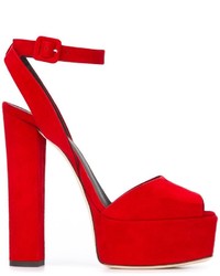 Sandali in pelle scamosciata rossi di Giuseppe Zanotti Design