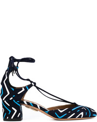 Sandali in pelle scamosciata stampati blu scuro di Aquazzura