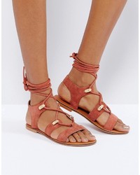 Sandali in pelle scamosciata terracotta di Asos
