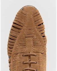 Sandali in pelle scamosciata tessuti marrone chiaro di Asos