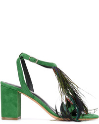 Sandali in pelle scamosciata verdi di Jean-Michel Cazabat
