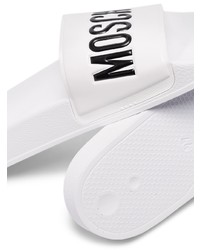 Sandali in pelle stampati bianchi di Moschino
