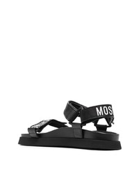 Sandali in pelle stampati neri e bianchi di Moschino
