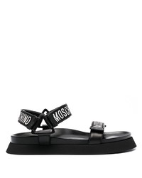 Sandali in pelle stampati neri e bianchi di Moschino