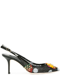 Sandali in pelle stampati neri di Dolce & Gabbana