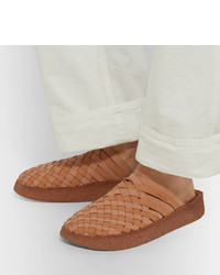 Sandali in pelle tessuti marrone chiaro di Malibu