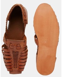 Sandali in pelle tessuti marroni di Asos
