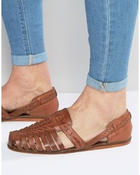 Sandali in pelle tessuti marroni di Asos