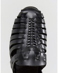 Sandali in pelle tessuti neri di Asos