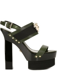 Sandali in pelle verde oliva di Versace