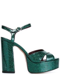 Sandali in pelle verde scuro di Marc Jacobs