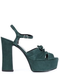 Sandali in pelle verde scuro di Saint Laurent