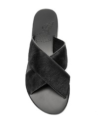 Sandali piatti di pelliccia neri di Ancient Greek Sandals