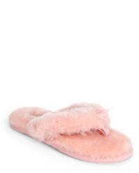 Sandali piatti di pelliccia rosa