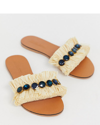 Sandali piatti di tela beige di ASOS DESIGN